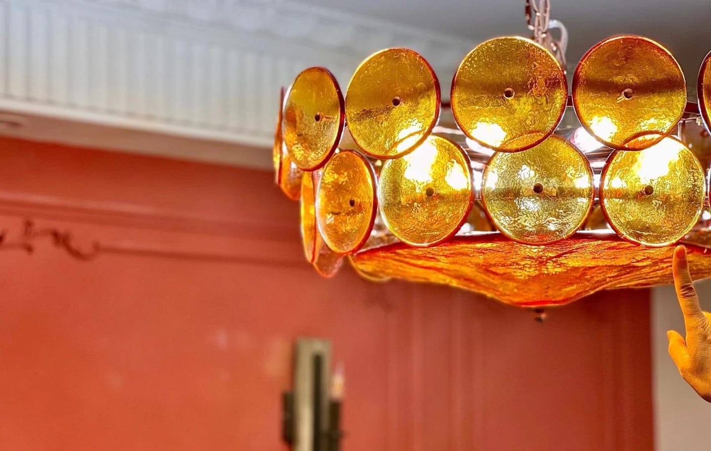 Customer photo review of Glass Chandelier, Layered Discs, Gold Steel Frame, 60–100 cm