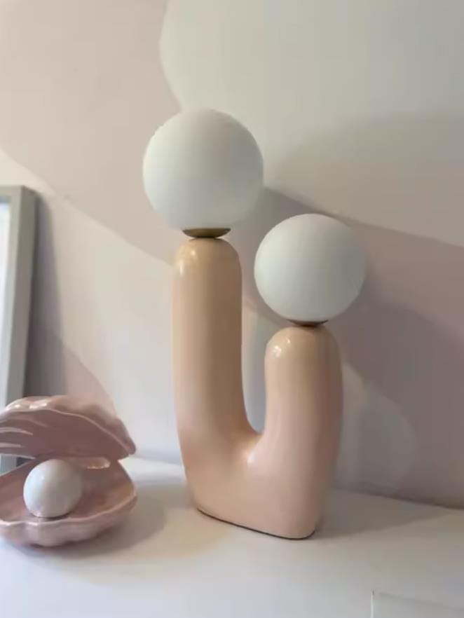 Customer photo review of Oo Table Lamp, White Glass Globe Shade, Ceramic Body, G9, Plug-In