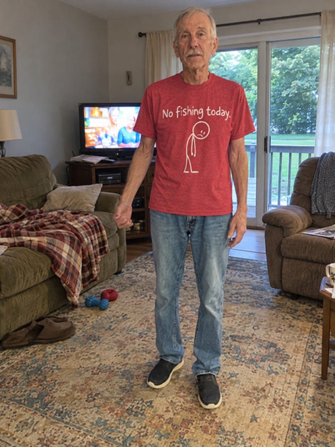 Customer photo review of No Fishing Today T-Shirt