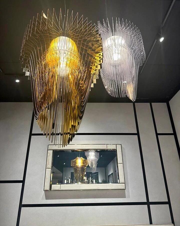 Customer photo review of Gold Acrylic Fringe Pendant Light, Chandelier, Integrated LED