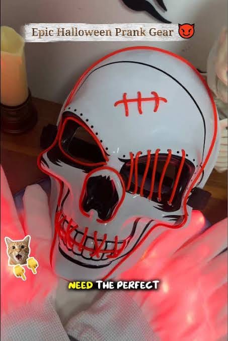 Customer photo review of Halloween LED Skull Mask | Multicolor Light-Up Costume