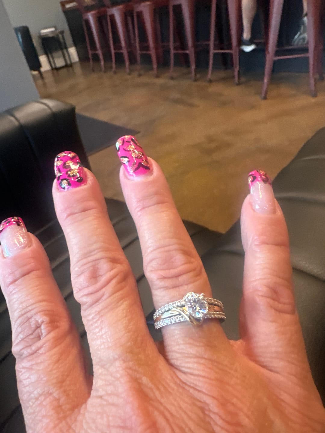 Customer photo review of Round Moissanite Two Tone Vine Split Shank Pave Engagement Ring