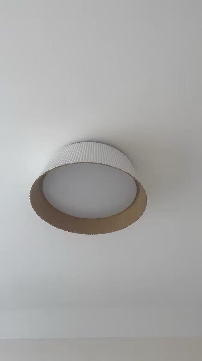 Customer photo review of Fluted Metal Ceiling Light, Wood Grain Interior, LED, 46 cm