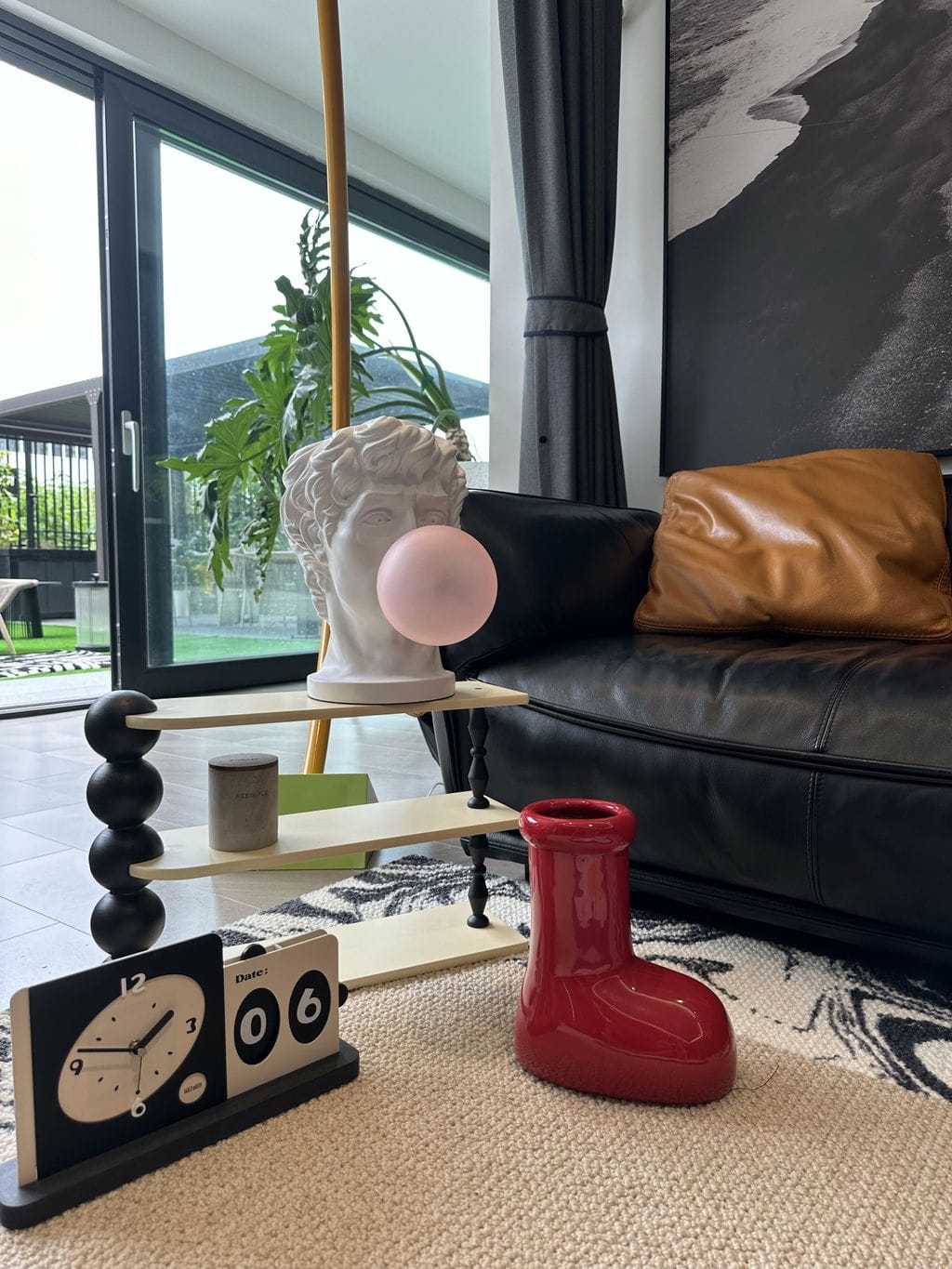 Customer photo review of Glass Table Lamp, Pink Bubble Shade, White Resin Body, 42 cm