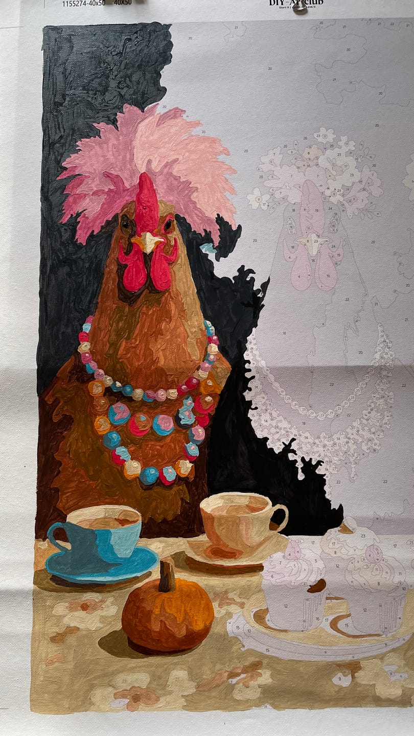 Customer photo review of Fancy Chickens Society | Paint by Number