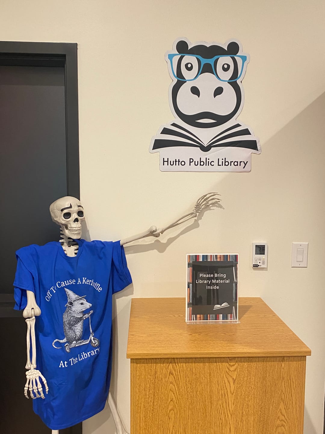 Customer photo review of Off To Cause A Kerfuffle At The Library Unisex T-Shirt