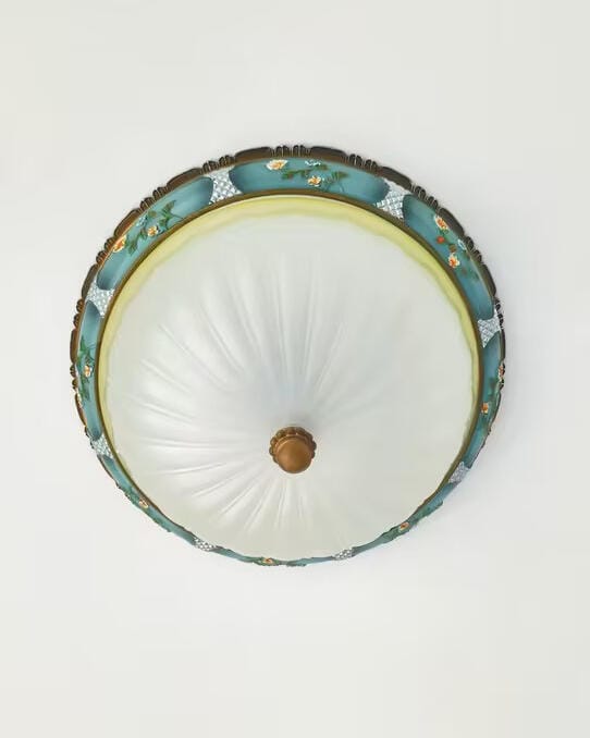 Customer photo review of Blue Resin Ceiling Light, White Glass Shade, Flush Mount