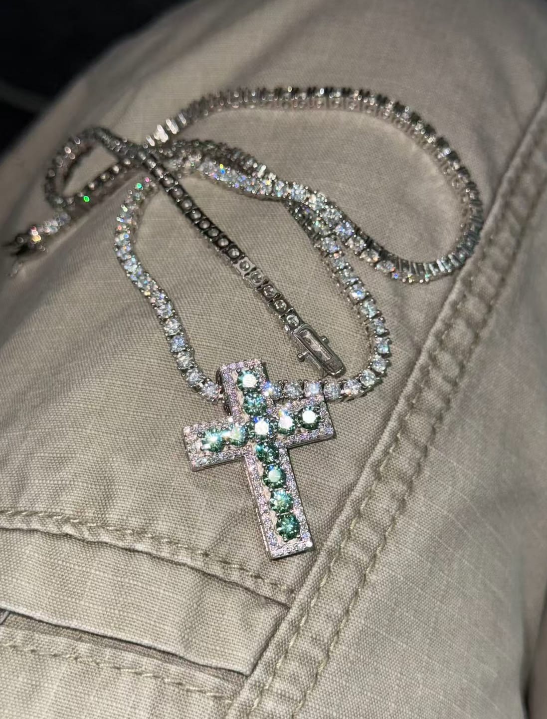Customer photo review of Micro Flooded S925 Silver VVS Moissanite Cross Pendant