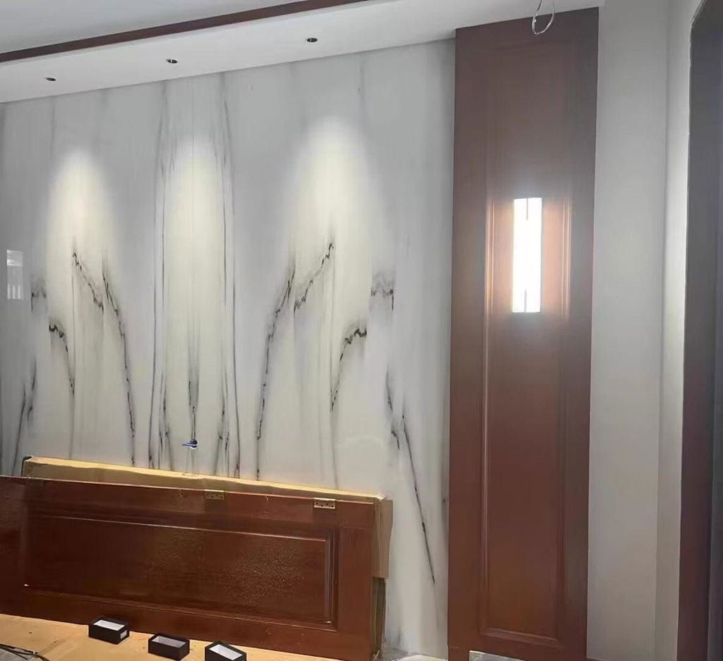 Customer photo review of Alabaster Wall Sconce, Wall Light, Vertical Slab, Integrated LED