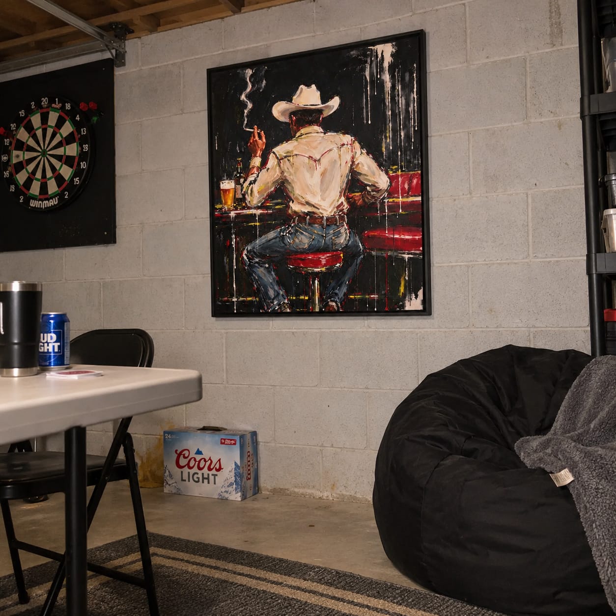 Customer photo review of A Seat at the Bar — Cowboy Oil Painting