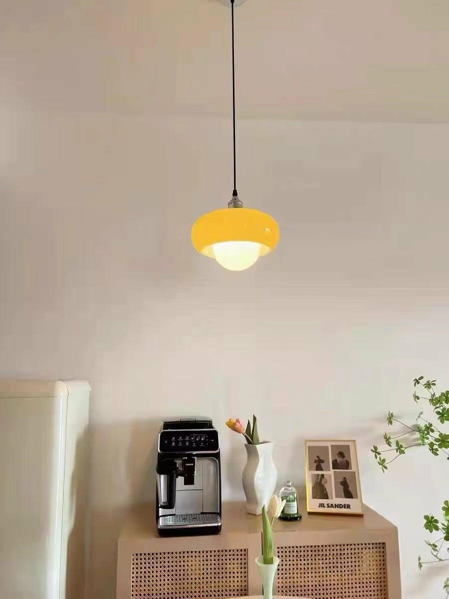 Customer photo review of Pumpkin Glass Pendant Light for Dining Table, 1-Light Wood