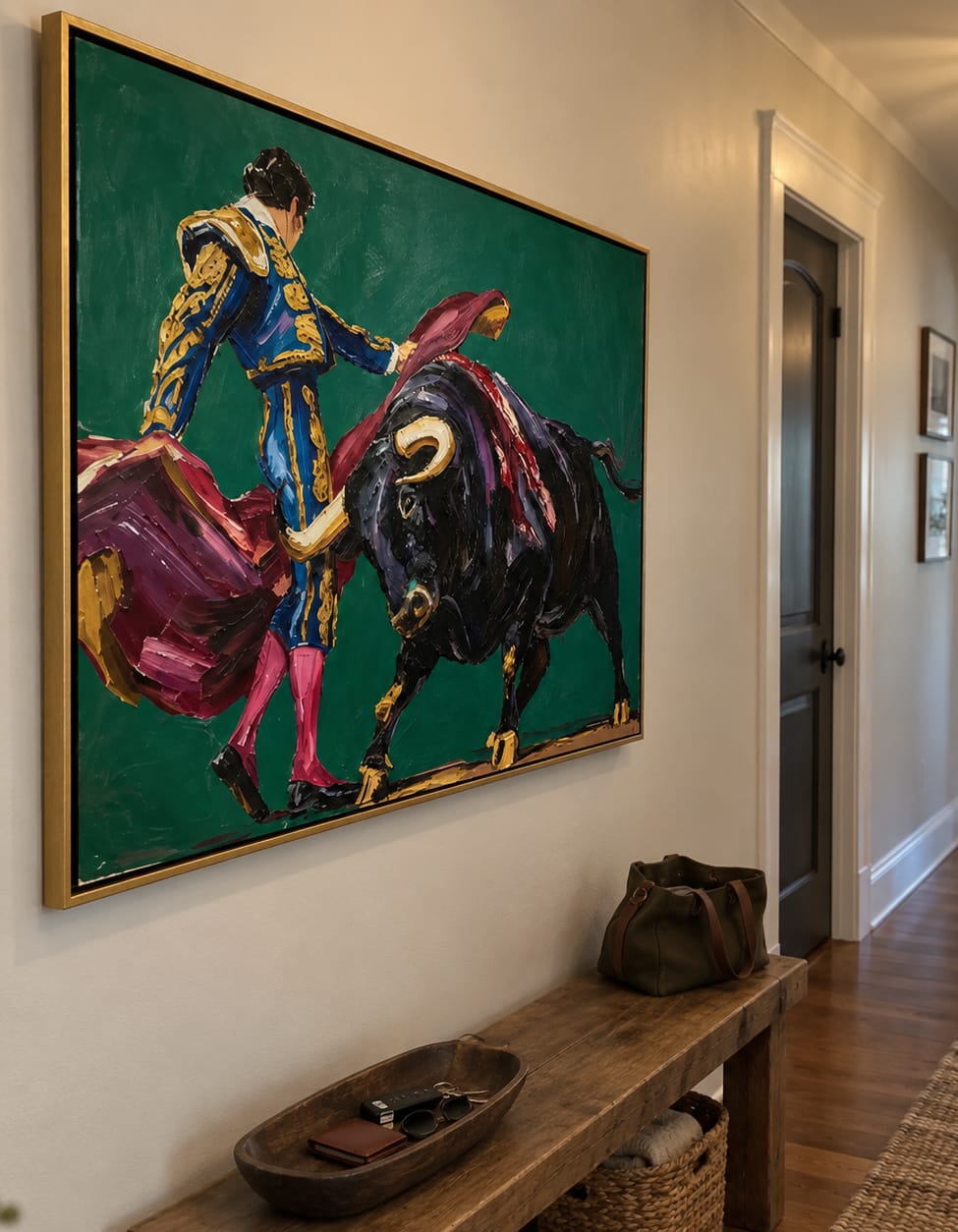 Customer photo review of Crimson Arena-Matador Bull Painting