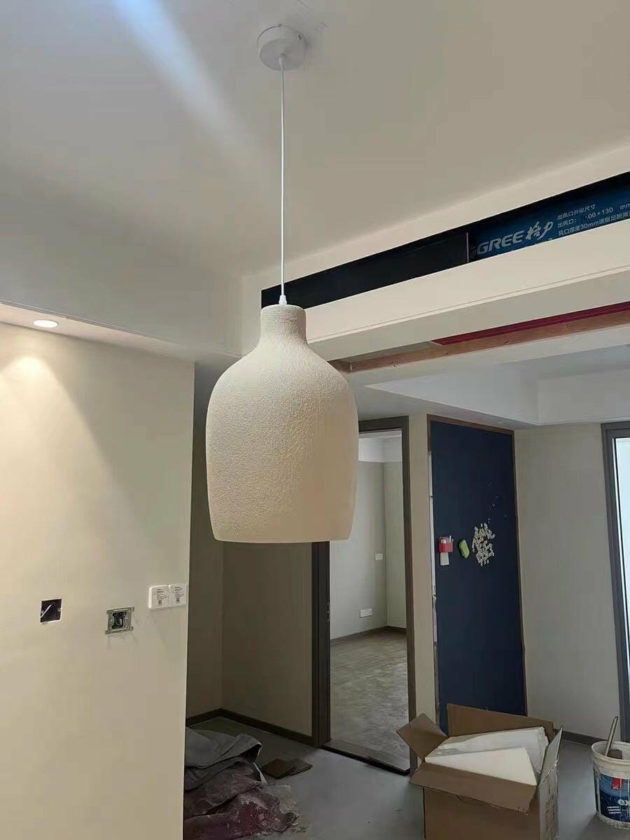Customer photo review of Barrel Pendant Light, Beige Polystyrene Shade, Adjustable Cable