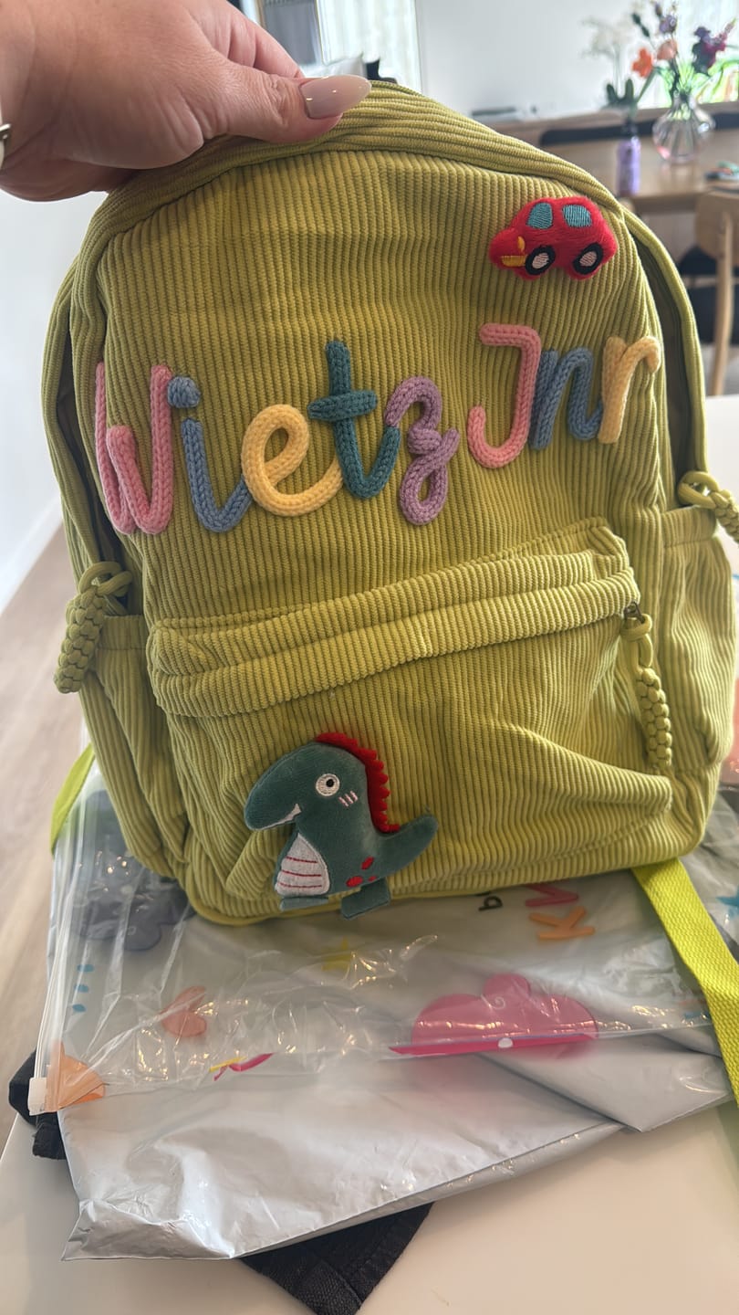 Customer photo review of K&C - Personalized Knitted Backpack