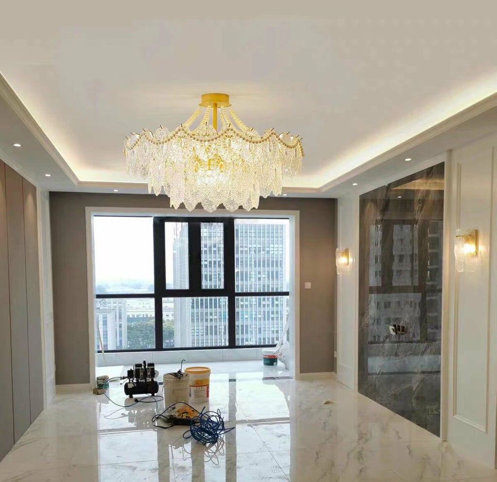 Customer photo review of Glass Pearl Pendant Light, Gold Frame, 50 to 80 cm