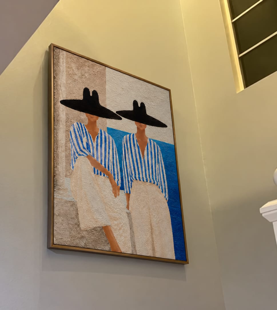 Customer photo review of Azure Sisters-Blue Striped Women Painting
