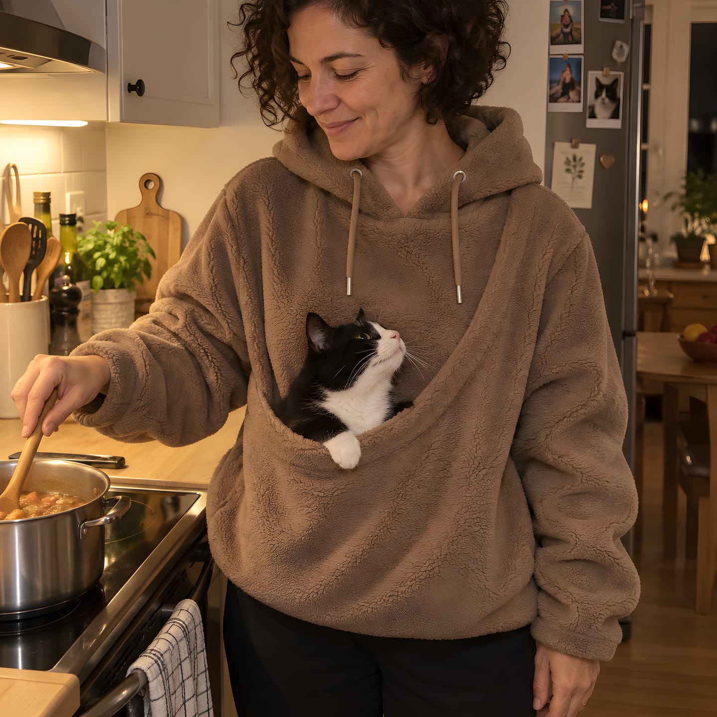 Customer photo review of Sudadera canguro para llevar a tu gato