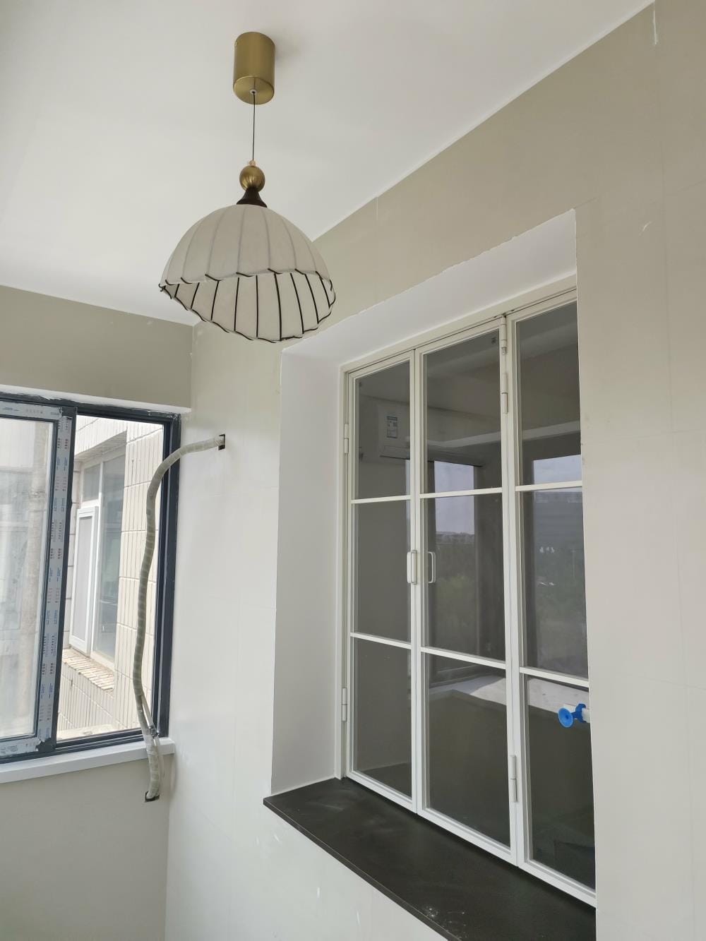 Customer photo review of Pleated Fabric Pendant Light, Walnut Cap, Beige Shade, 32 cm
