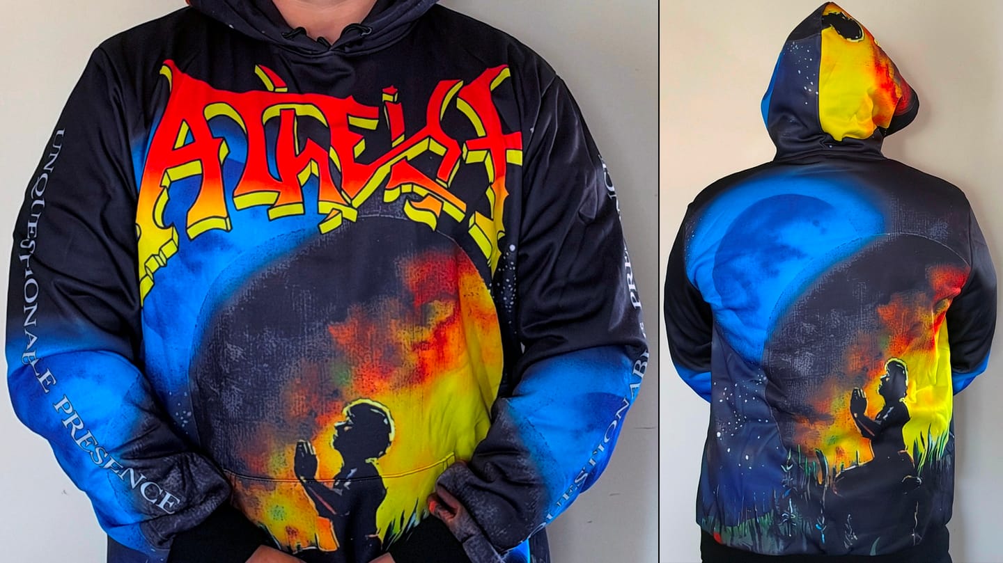 Customer photo review of Atheist - Unquestionable Presence - All-Over Print Hoodie