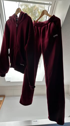 Customer photo review of Deep Burgundy Satin Hoodie Set