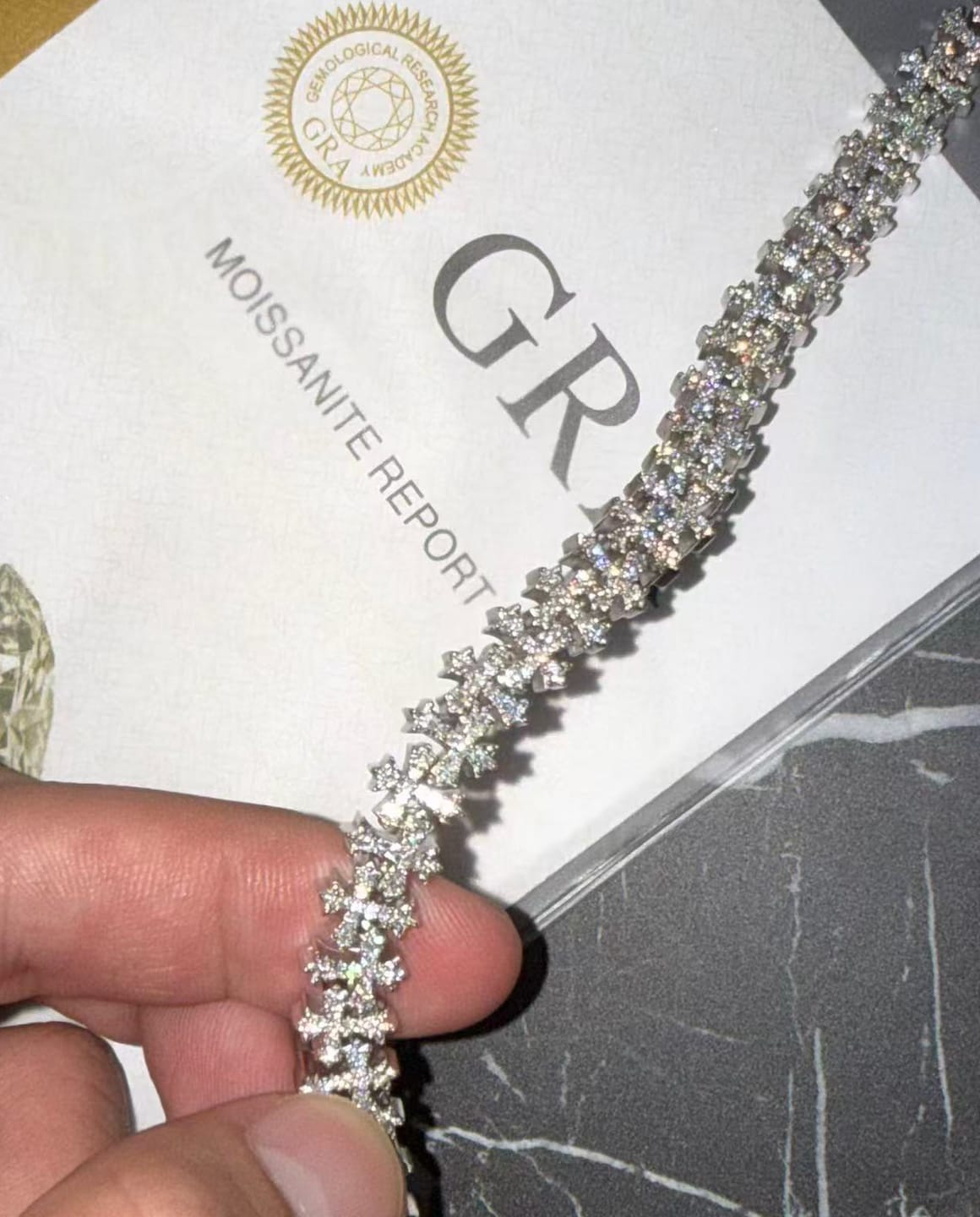 Customer photo review of 8.5MM S925 Silver VVS Moissanite Cross Cuban Link Chain