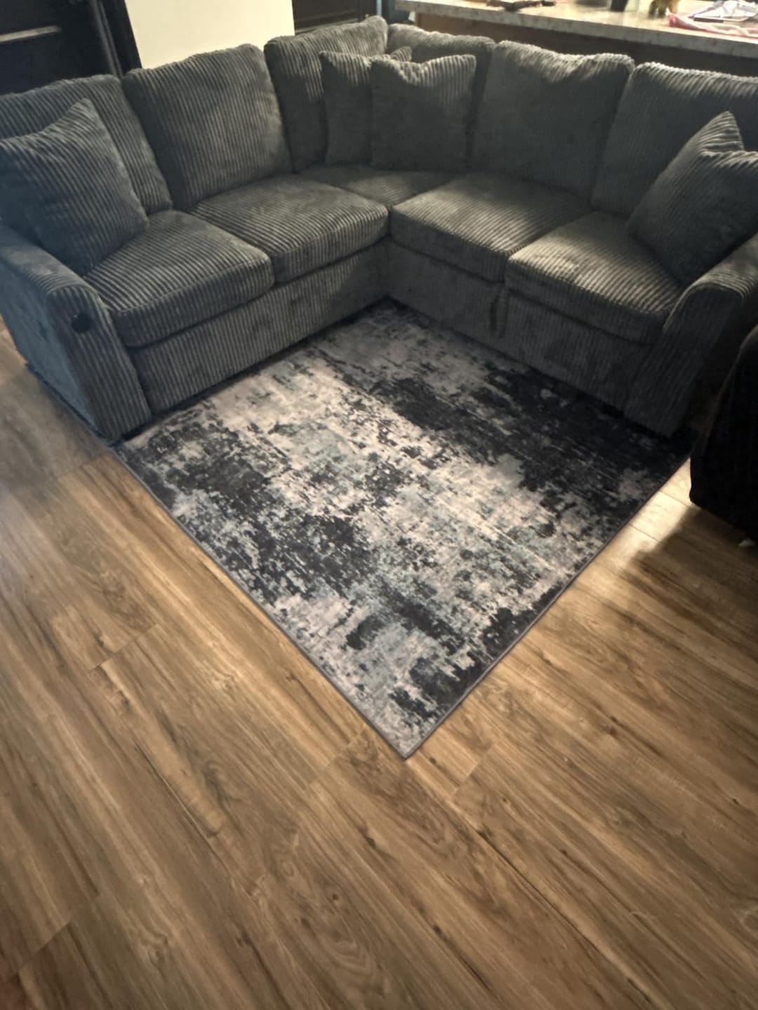 Customer photo review of Chenille Pull Out Sleeper Sofa with Storage Ottoman