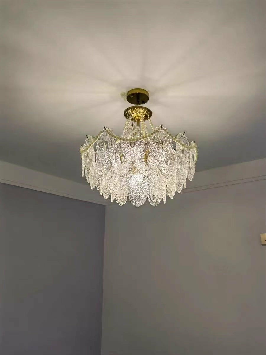 Customer photo review of Glass Pearl Pendant Light, Gold Frame, 50 to 80 cm