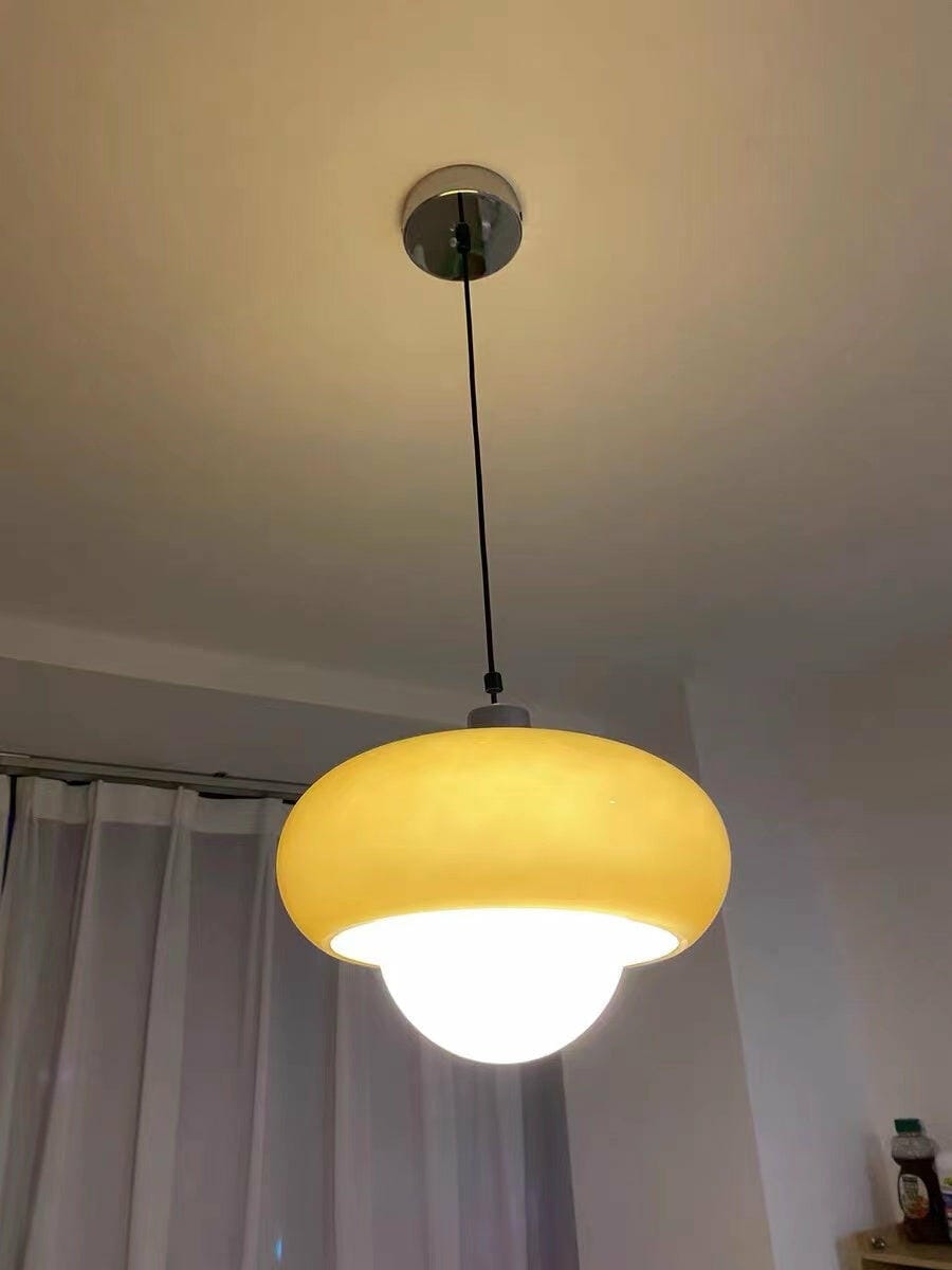Customer photo review of Pumpkin Glass Pendant Light for Dining Table, 1-Light Wood