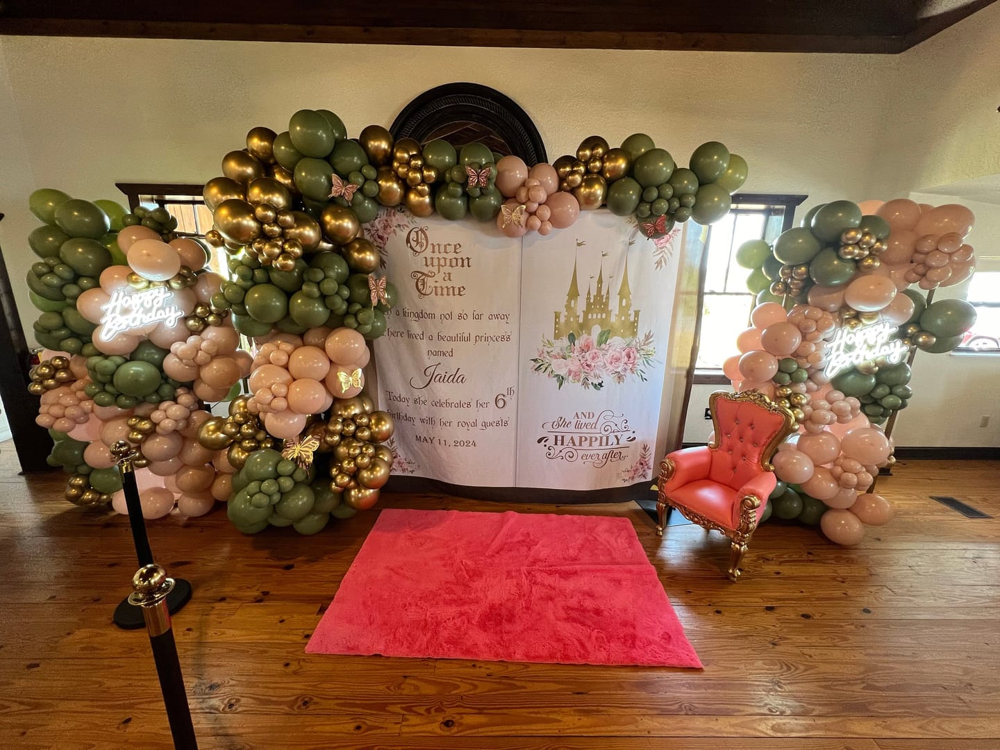 Customer photo review of Rose Gold Princess Birthday Backdrop Dusty Rose Floral Girl Party Decoration Custom Castle Photobooth Fairytale First Birthday decor
