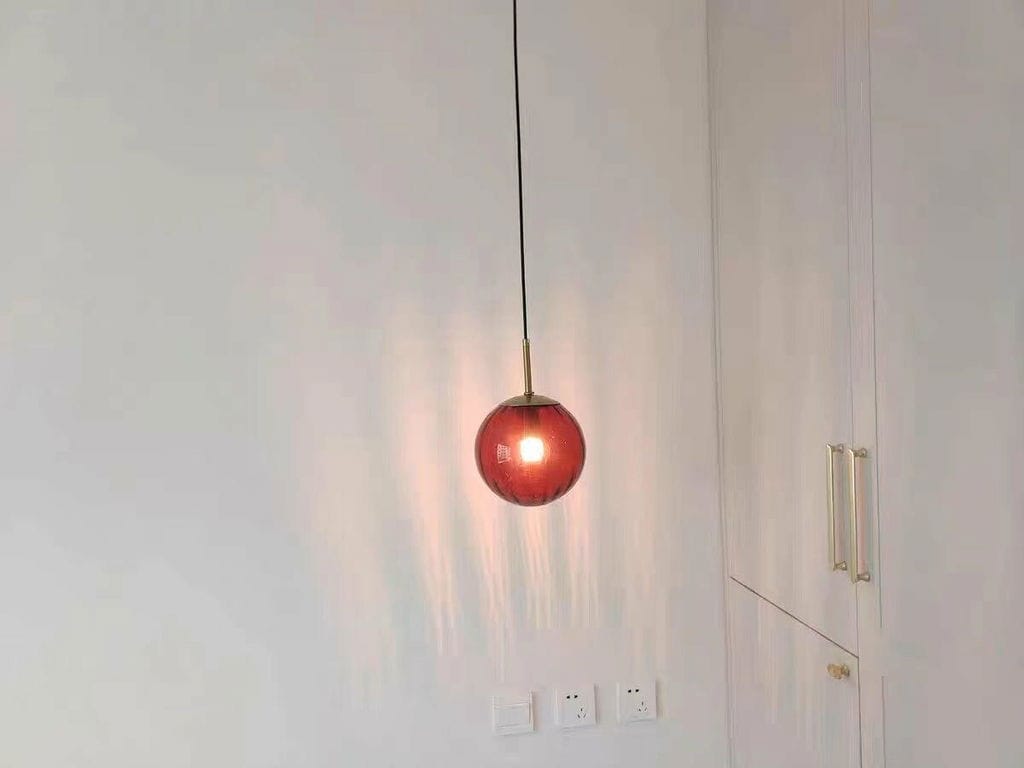 Customer photo review of Ribbed Glass Pendant Lamp, Mouth-Blown, Adjustable Cable