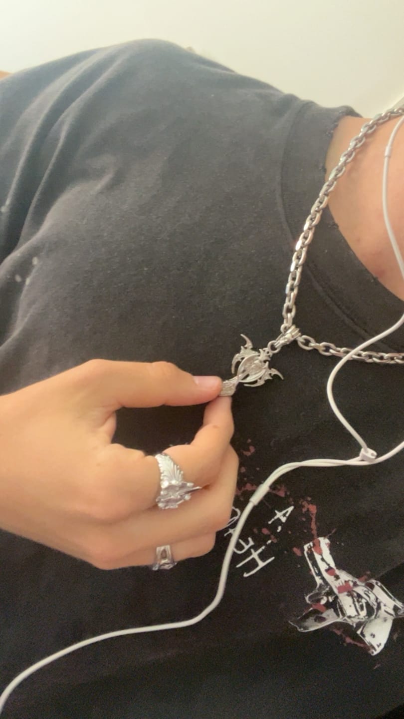 Customer photo review of TRIBAL CROSS PENDANT