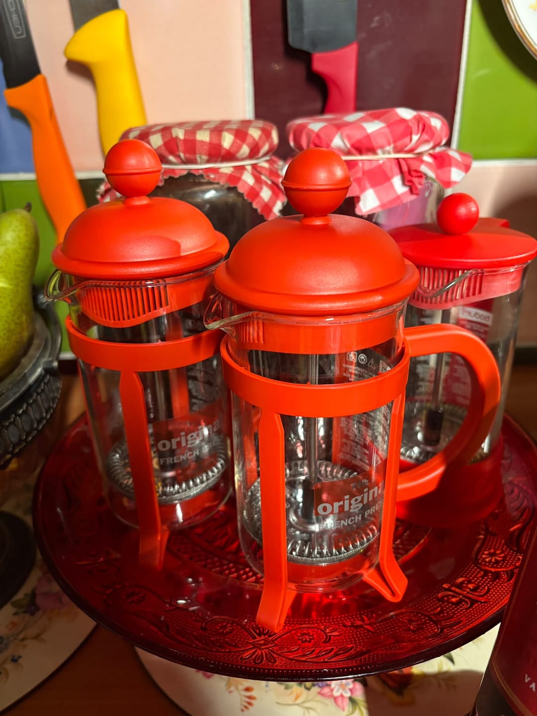 Customer photo review of Cafetera Prensa Francesa 350 ml, rojo