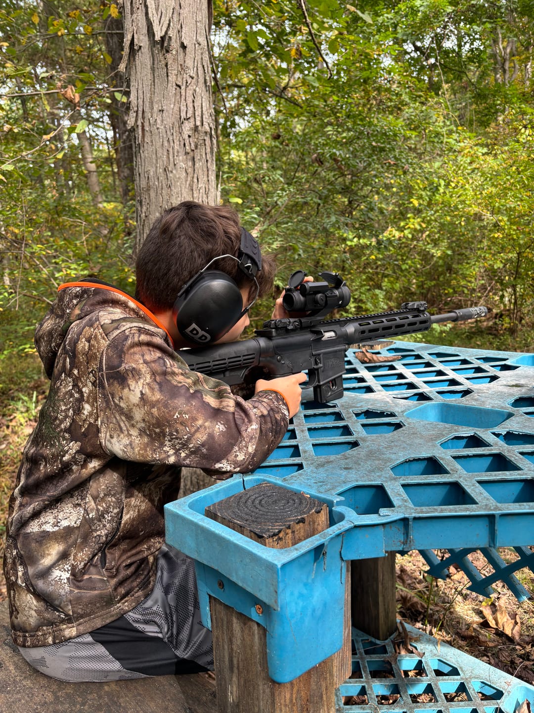 Customer photo review of Decibel Defense Safety Earmuffs in Army Green