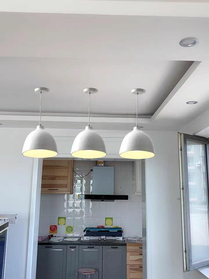 Customer photo review of Solid Metal Pendant Light for Dining Table, Dome Shade