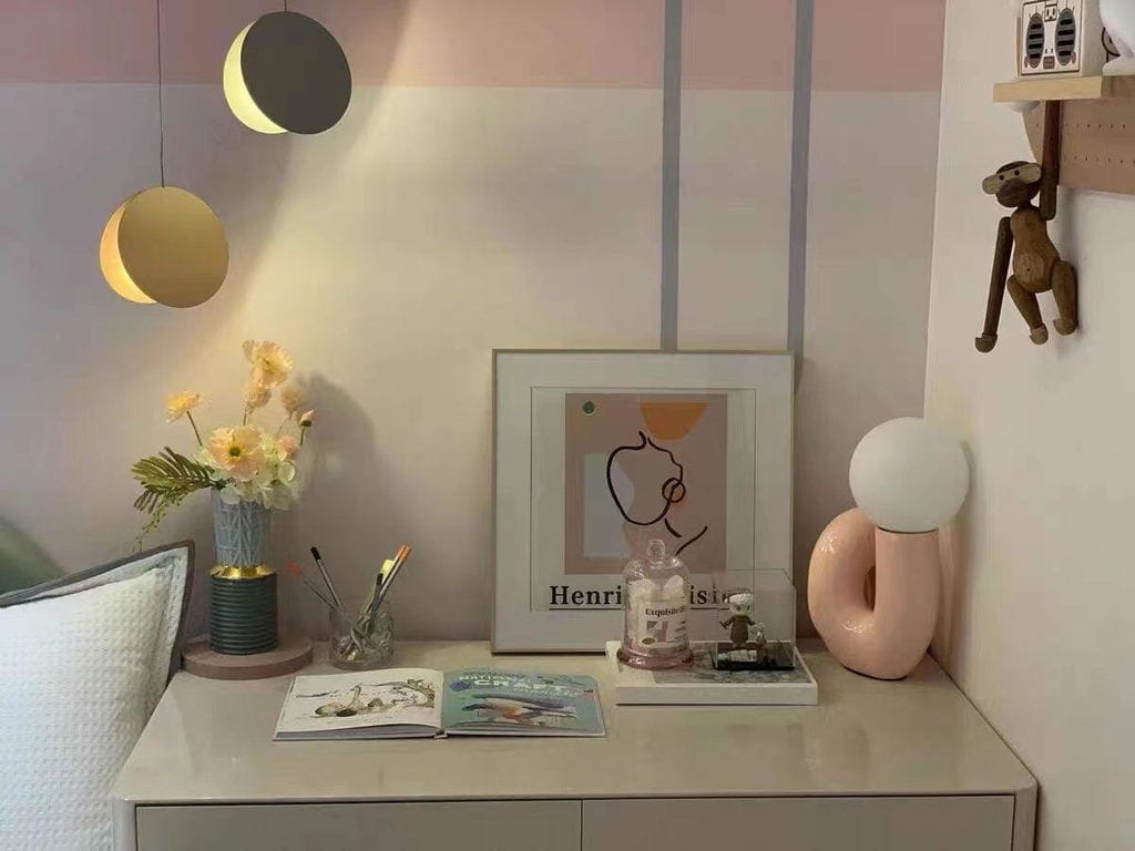 Customer photo review of Globe Table Lamp, White Glass Shade on Curved Resin Base