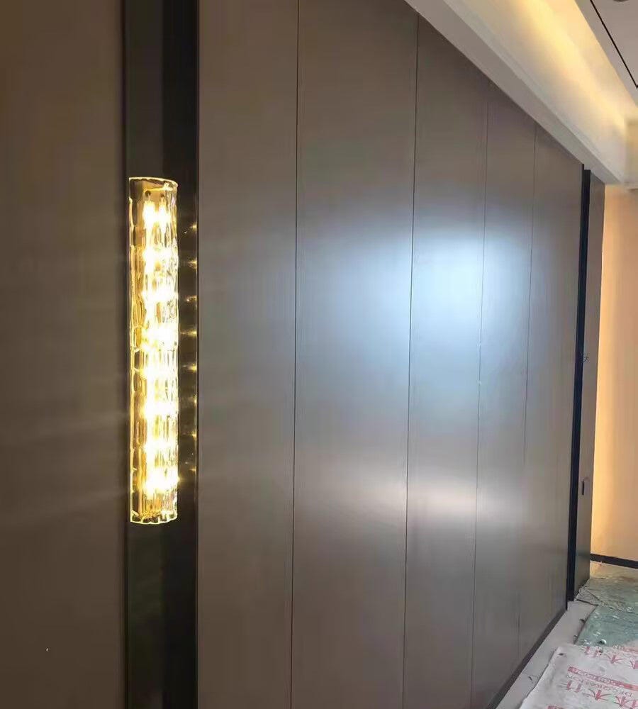 Customer photo review of Brass Wall Light, Clear Textured Glass, Wall Sconce, Integrated LED