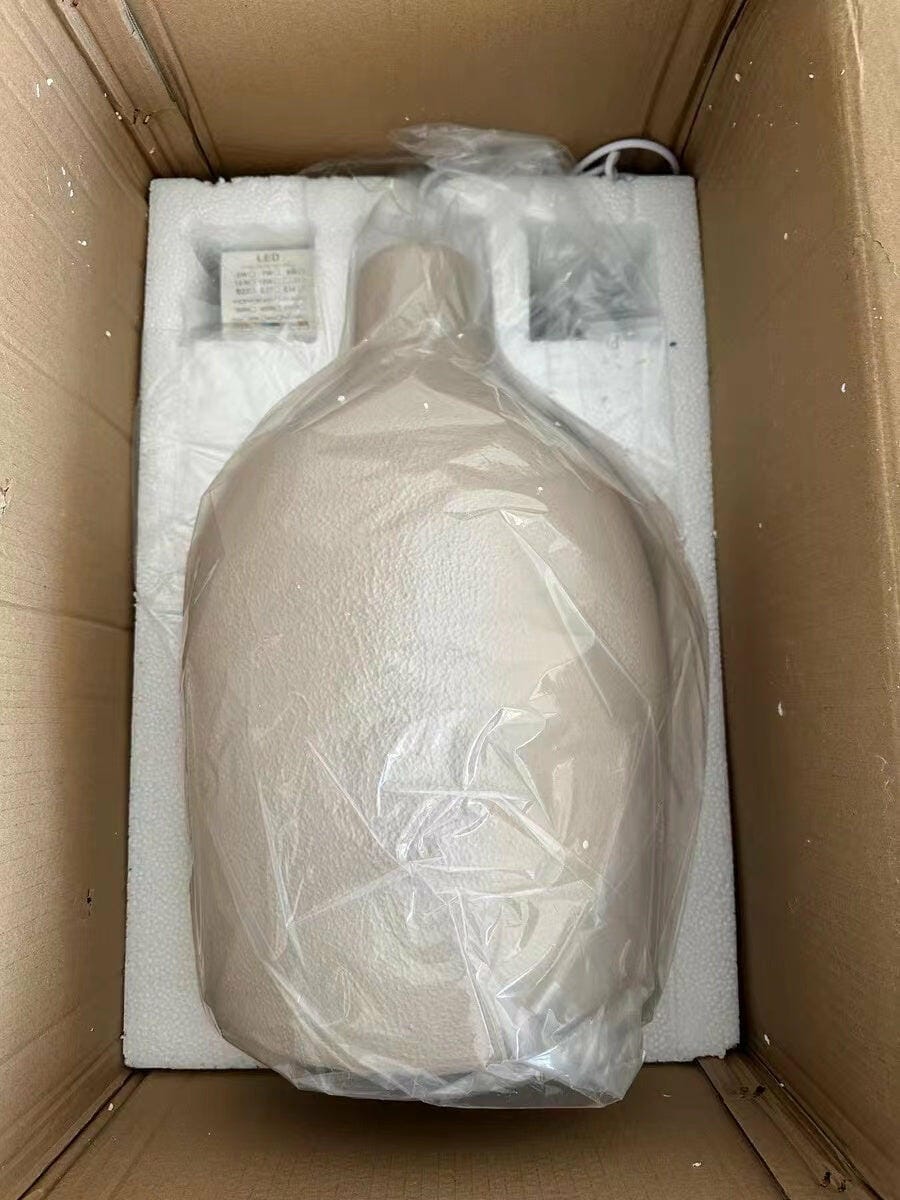Customer photo review of Barrel Pendant Light, Beige Polystyrene Shade, Adjustable Cable