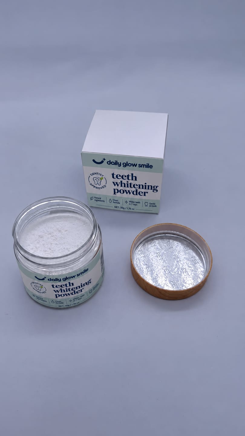 Customer photo review of DailyGlowSmile® Triple Action Teeth Whitening Powder