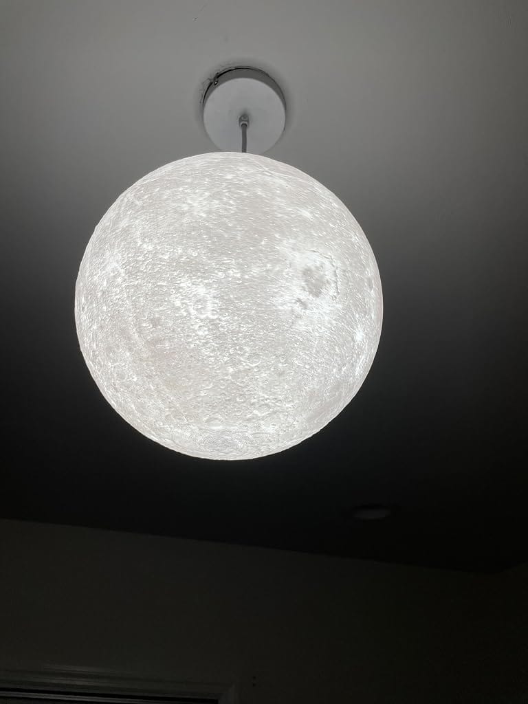 Customer photo review of Moon Pendant Light, 3D-Printed Acrylic Sphere, 18–22 cm