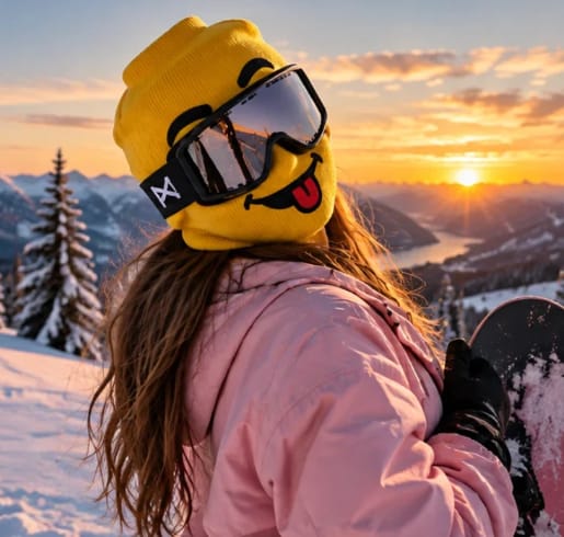 Customer photo review of SnowGrin Funny Face Ski Mask