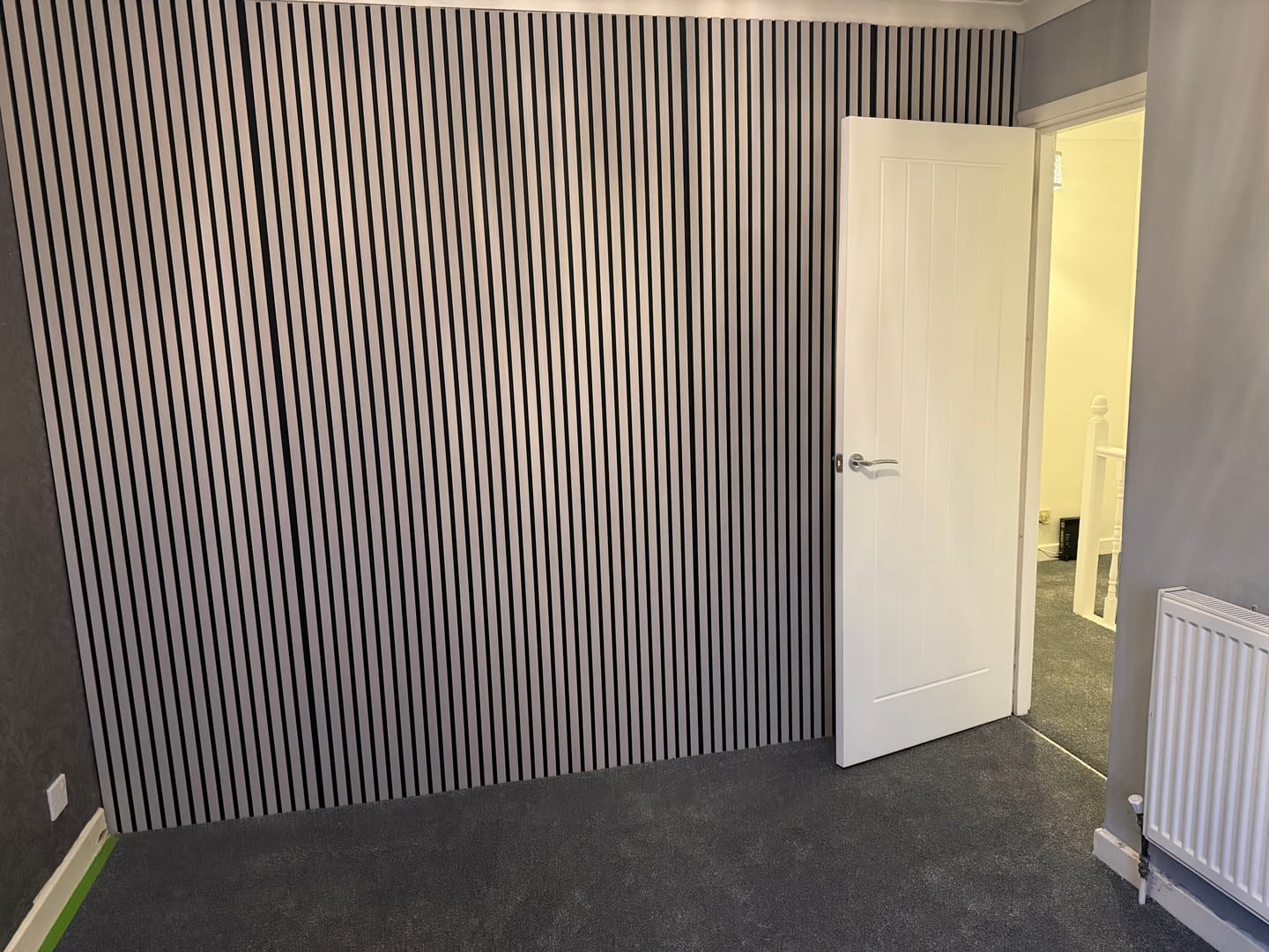 Customer photo review of Acoustic Slat Wall Panels Wooden Decorative Wall Panels Grey Oak Premium 2.4m x 0.6m