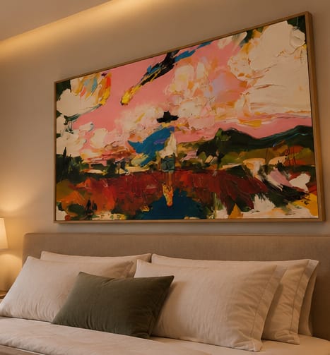 Customer photo review of Pink Horizon Rider-Abstract Western Painting