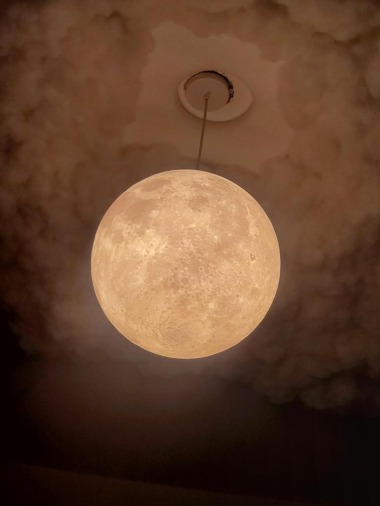 Customer photo review of Moon Pendant Light, 3D-Printed Acrylic Sphere, 18–22 cm