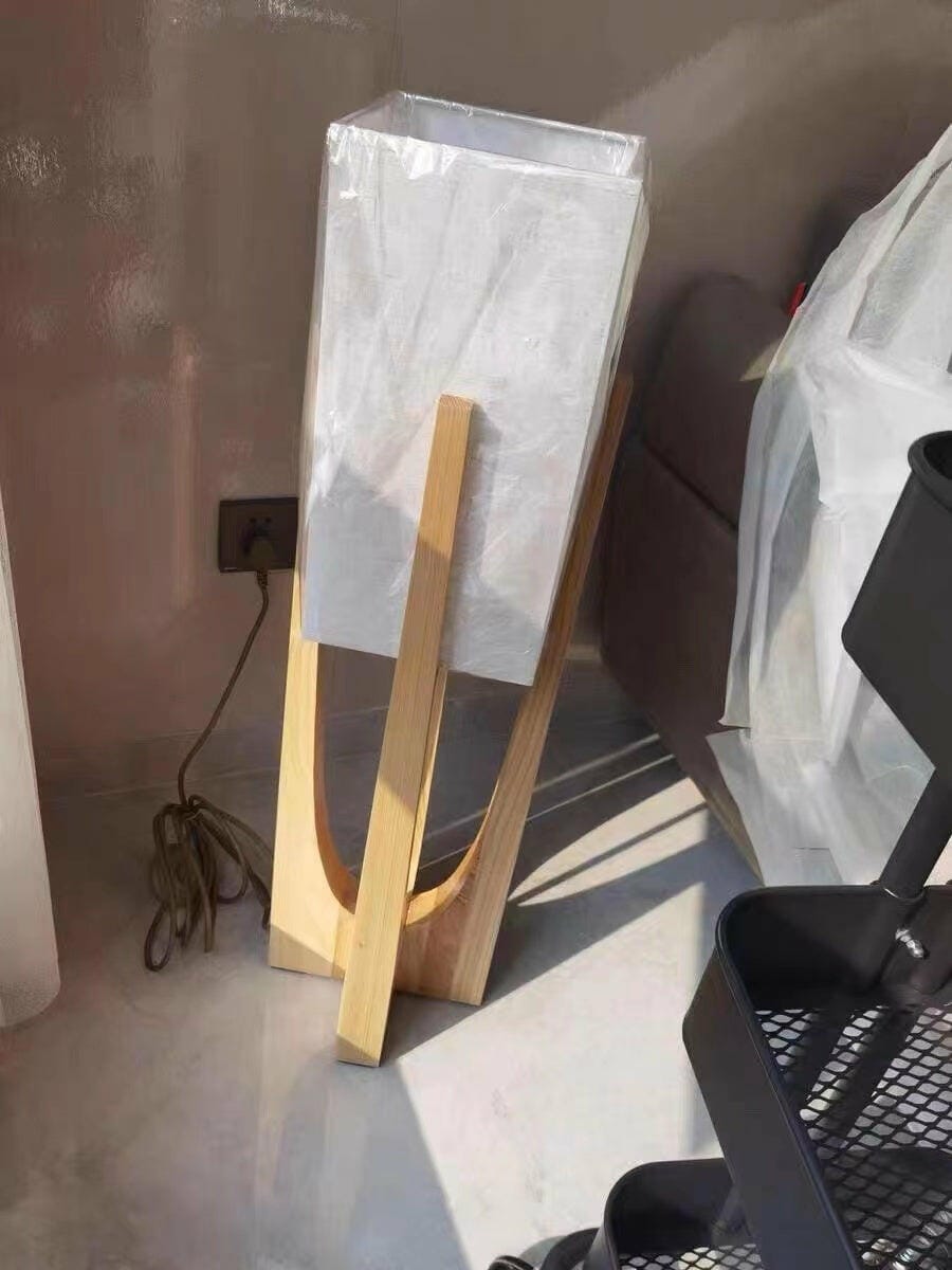 Customer photo review of Ash Wood Floor Lamp, White Fabric Shade, 145 cm, Inline Switch
