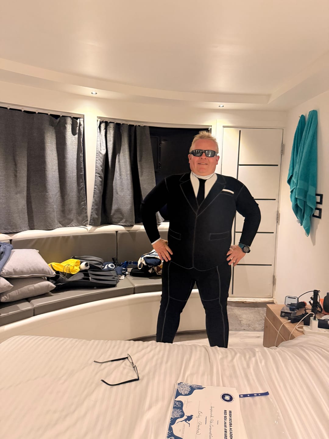 Customer photo review of 3mm Scuba Neoprene Suit: Wetsuit that looks like a suit