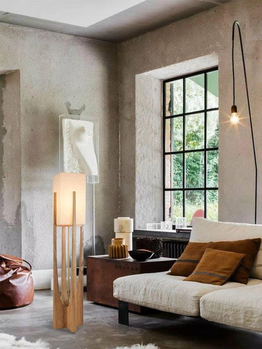 Customer photo review of Ash Wood Floor Lamp, White Fabric Shade, 145 cm, Inline Switch