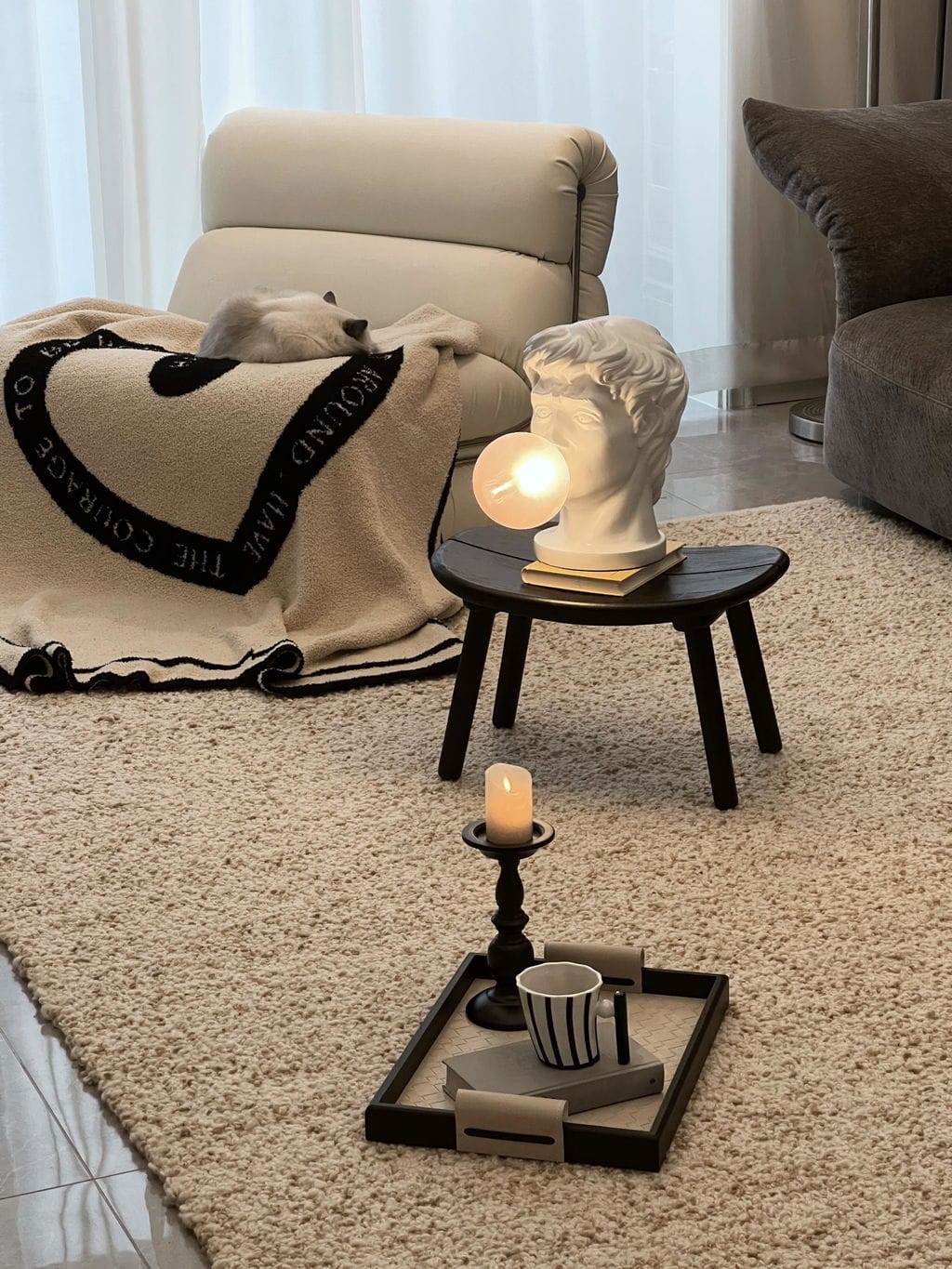 Customer photo review of Glass Table Lamp, Pink Bubble Shade, White Resin Body, 42 cm