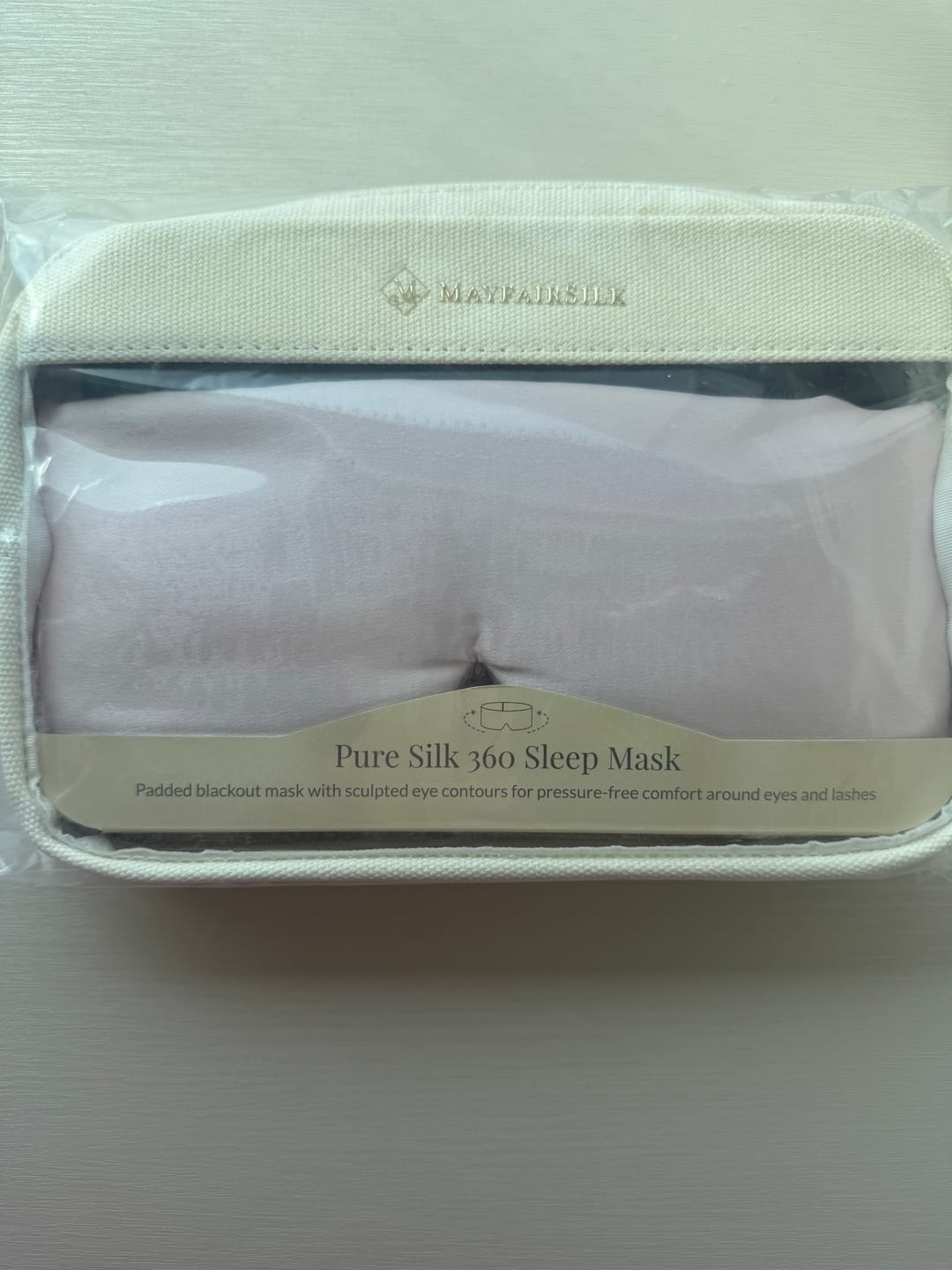 Customer photo review of Pink Silk 360 Sleep Mask