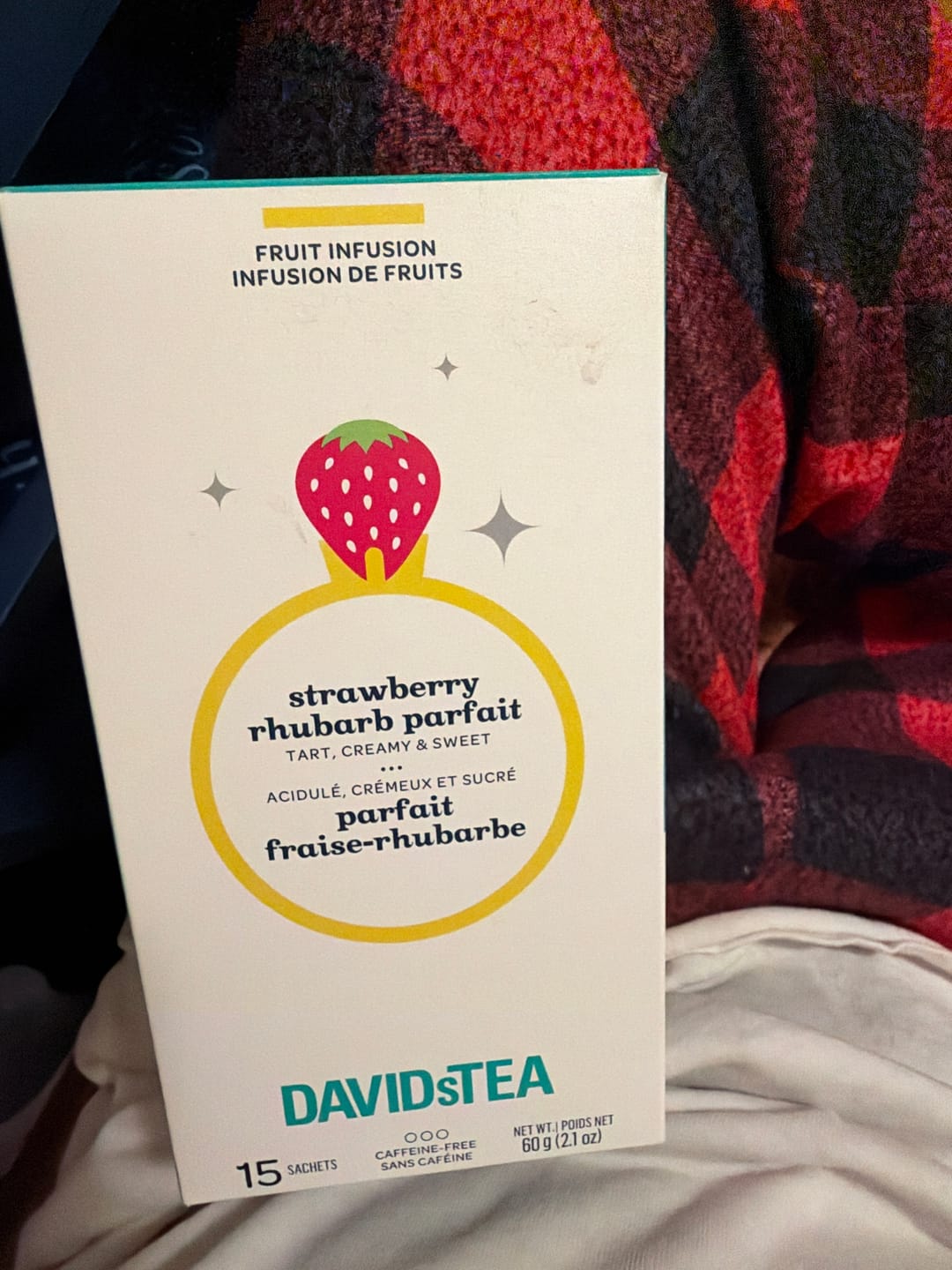 Customer photo review of Strawberry Rhubarb Parfait Tea Pack of 15 Sachets
