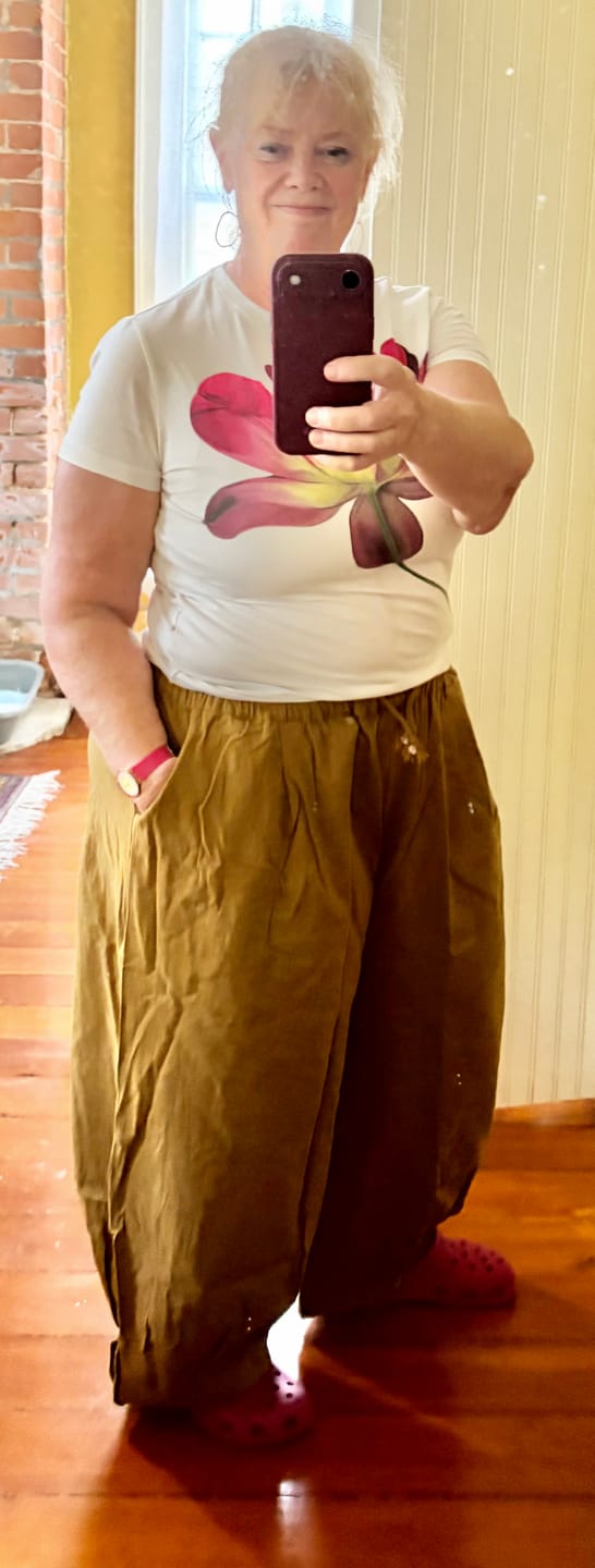 Customer photo review of Plus Size Women Autumn Pure Color Cotton Harem Pants